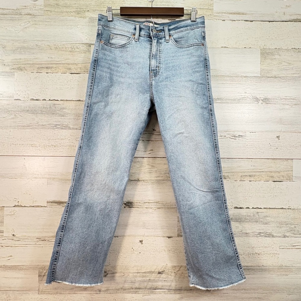 Signature by Levi Strauss Heritage High Rise Straight Jeans Light Wash Raw Hem 6